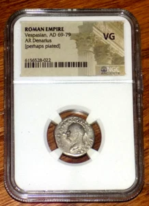 Moneda Imperio Romano Vespasiano AD 69-79 AR Denario NGC EN MUY BUENA CONDICIÓN Antigua Roma Imperial - Imagen 1 de 4