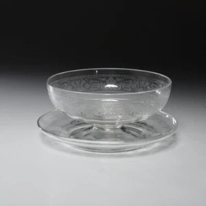 Baccarat Chablis Fleur De Lys Etched Crystal Footed Compote Bowl and Underplate - Picture 1 of 9