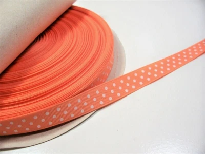 Light Orange White Confetti Dot Grosgrain Ribbon 5/8" wide x 10 yards Schiff B52 - Image 1 of 4