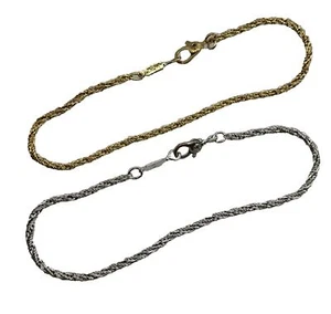 Monet Rope Chain Bracelets Signed Gold Silver tone *2 Piece Set* Valentines Gift - Picture 1 of 13