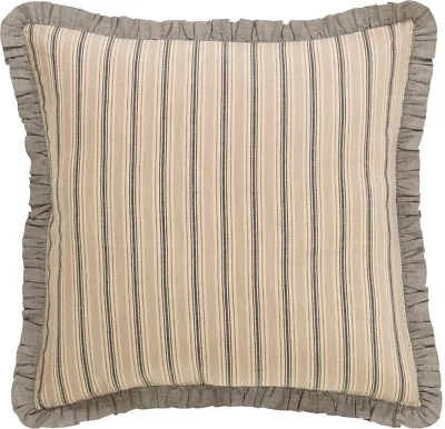 Funda de almohada 26x26 con volantes Euro Sham gris crema rayas piso de campo Sawyer Mill Foto 1 de 4