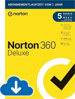 Norton 360 Deluxe | 5-Geräte | 1 Jahr | PC/Mac/iOS/Android | Download-Version - Bild 1 von 3