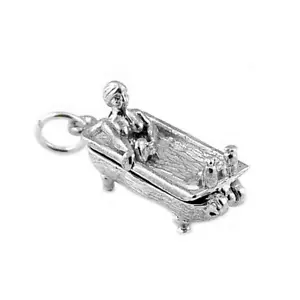 STERLING SILVER OPENING CHEEKY LADY IN BATH CHARM - Picture 1 of 3