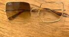 Rayban Square Sunglasses Spares or Repairs One Lense Gold Brown Used No Box