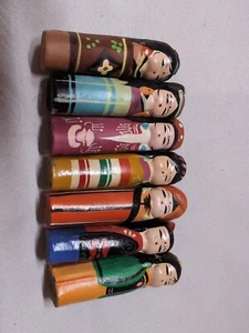 Indian Dolls Dasavatharam Hindu Tamil Peg Doll Terracotta Hand Painted Set Of 7 - Picture 1 of 24