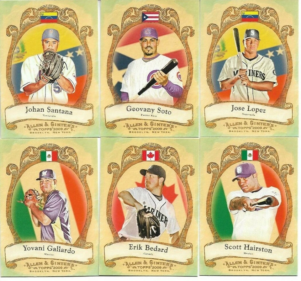 2009 Topps Allen+Ginter National Pride 6 Card Lot with Johan Santana NM Cond - Image 1 of 1