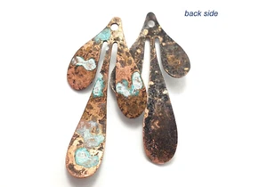 16ps Leaf earring charm 1 hole Patina vintage color Pendant leaf pink blank 846 - Imagen 1 de 7