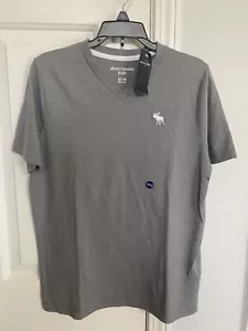 NWT ABERCROMBIE KIDS Boys V-neck Logo Tee Gray Size:13/14 Years - Picture 1 of 8