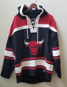 Chicago Bulls '47 Brand Red Superior Lacer Pullover Hoodie Men Size XL - Picture 1 of 4