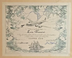 PAN AMERICAN WORLD AIRWAYS CLIPPER CLUB CERTIFICATE JUAN TRIPPE PAN AM 1954 - Picture 1 of 4
