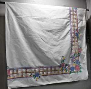 Mantel de punto de cruz bordado a mano de lino de colección para cabaña/buela núcleo pastel - Imagen 1 de 11