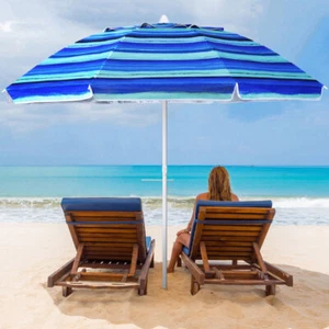 Sombrilla de playa de 6,5 pies al aire libre parasol manivela toldo ajustable para jardín - Imagen 1 de 12