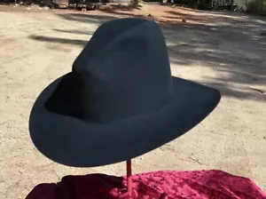 Renegade Felt Cowboy Hat, Pinched Crown, 3 1/2" Brim - Black - Size 6 3/4 #180 - Picture 1 of 5