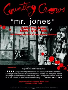 1993 Counting Crows "Mr. Jones" Song Release Music Industry Promo Reprint Ad - Picture 1 of 1