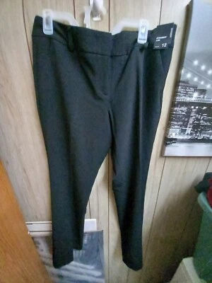 NUEVO CON ETIQUETAS NY&C Pantalones Mujer 12 Promedio Pierna Recta Negros Damas Elásticos Foto 1 de 4
