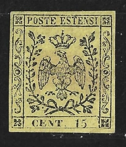 Ducato di Modena 15 cent. Giallo - Nuovo gommato Tracce linguella Molto buono - Foto 1 di 2