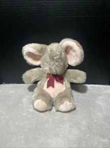 Vintage Mervyn's Playful Pals grauer Elefant Plüsch rosa Schleife 12 Zoll Stofftier Haustier - Bild 1 von 5