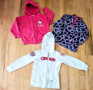 Lot 3 Girls Hudson Bay Kids Coats Jackets Fall Winter Sweatshirts 6 Zip Fleece - Picture 1 of 8