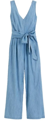 Macacão J.Crew Wrap-tie novo com etiquetas em Dalton Wash Chambray azul jumper 14 $128 - Imagem 1 de 4