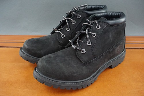 Timberland Nellie Chukka Stivali Scarpe Donna 8 Nero Pelle Stringate Casual