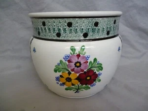 Villeroy & Boch V & B Art Deco Übertopf Blumentopf Cachepot handgemalt Blüten - Bild 1 von 8