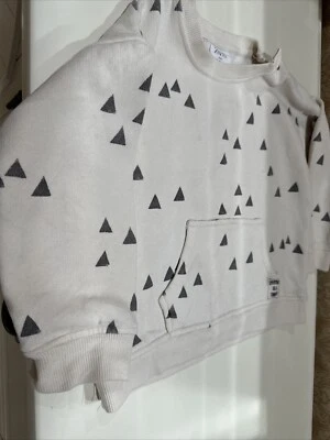 Sudadera Zara Bebé Talla 18-2; Meses Manga Larga Beige y Gris Foto 1 de 4