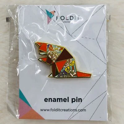 Custom Origami Cat Enamel Lapel Pin by Fold It Creations - Image 1 of 2