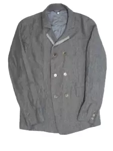 Diesel Black Gold Linen Wool Striped Double Breasted Coat Made in Italy Medium - Picture 1 of 12