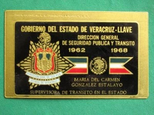 INSIGNIA OBSOLETA 1962 VERACRUZ MÉXICO SUPERVISOR DE TRÁFICO POLICÍA MEXICANA IDENTIFICACIÓN POLICÍA - Imagen 1 de 1