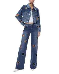 ALICIA & OLIVIA (27) KARRIE HEART CUT-OUT WIDE LEG JEANS NWT MSRP$550