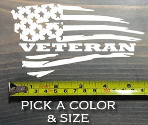 Veteran Flag Sticker Decal USA Air Force Army Navy Marines Tactical 9MM 45 ACP - Foto 1 di 23