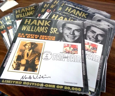 LOT OF 20 HANK WILLIAMS SR. LTD ED. FDC COVER JUNE 9, 1993 NUMBERED EDITIONS - Image 1 of 3