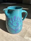 Karl Sporck Brisling Pottery Large Pitcher Vintage Abstract Pattern Blue Purple