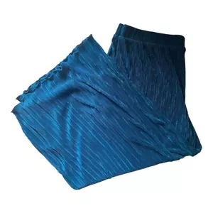 Iman Teal Pleated Wide Leg Comfy Pull on Palazzo Pants 1XP Stretch High Rise HSN - Picture 1 of 13