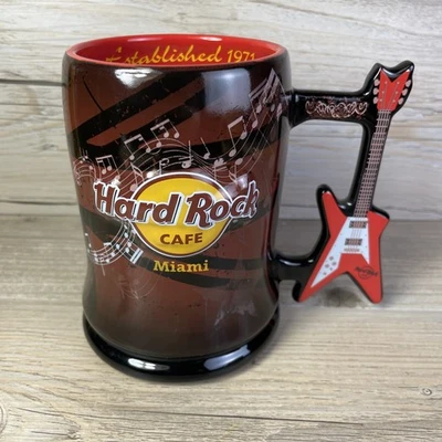 Hard Rock Cafe MIAMI Florida 3D Electric Guitar Handle Mug Stein Coffee Cup - Image 1 of 4