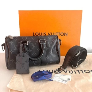 Louis Vuitton Keepall Bandoulière 25 Crossbody Bag Monogram Eclipse Gray Black - Picture 1 of 15