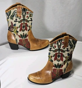 L'artiste Spring Step Grazia Embroidered Brown Leather Boot Size US 8.5 EUR 39 - Bild 1 von 11