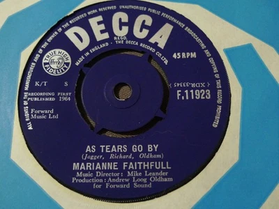 MARIANNE FAITHFULL-AS TEARS GO BY-DECCA - Image 1 of 2