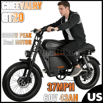 BICICLETA ELÉCTRICA DE MONTAÑA 20" FAT TIRE 6000W 37MPH 60V 43AH Cheevalry 2025 Foto 1 de 4