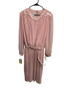 VTG Katherine Lindsay by Lucero Pleated Midi Dress Sz 24 Embroidered Belted NWT - Picture 1 of 13