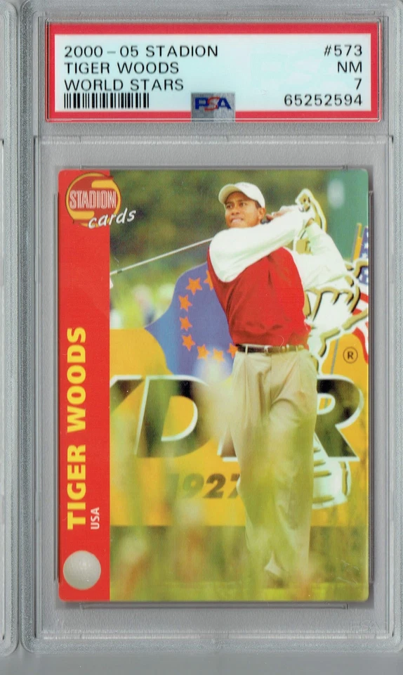 PSA 7 NM Tiger Woods 2000-05 Stadion #573 Golf Card World Stars - Image 1 of 1