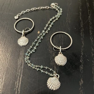 Sterling Silber Muschel Halskette & Ohrringe - Bild 1 von 5