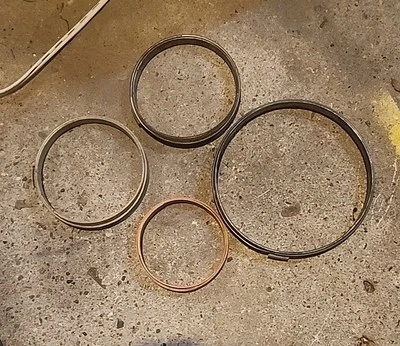 3 Vintage Metal Cork Spring Embroidery Hoops 1 Wooden Hoop Multiple Sizes - Image 1 of 4