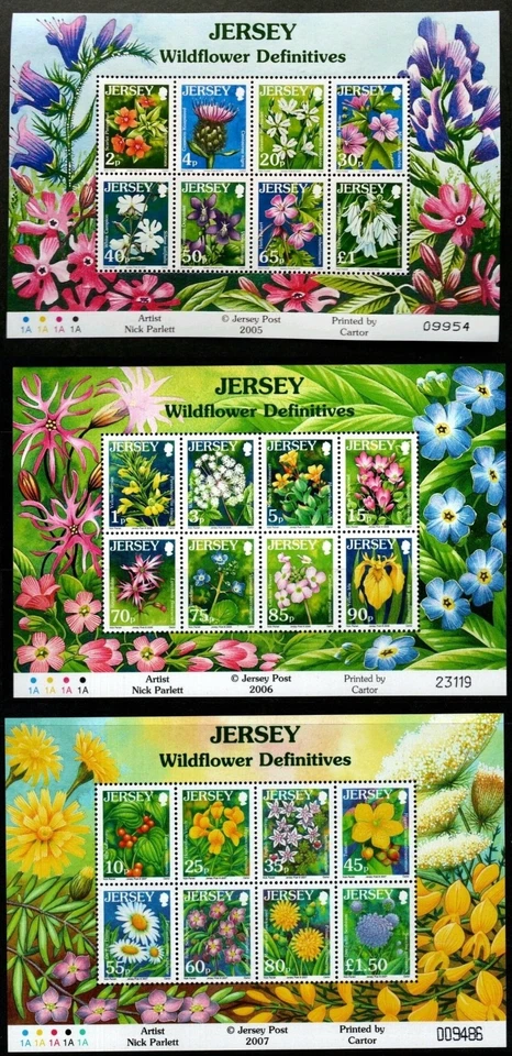 JERSEY 2005-2007  WILD FLOWERS  SET OF 3 SHEETS  MNH - Image 1 of 1
