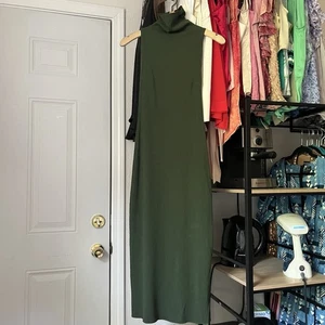 REFORMATION olive army green mock neck rib knit sleeveless midi maxi dress - Picture 1 of 4