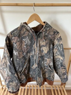 Rara Chaqueta con Capucha de Follaje Otoño Roble Mossy De Colección Mediana Grande EE. UU. Foto 1 de 4