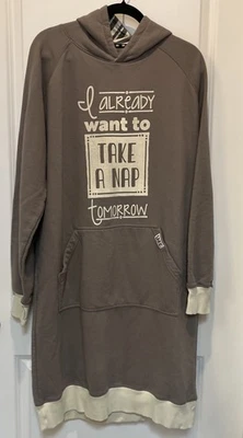 Lazy One NEW Sleep Hoodie Women S/M Gray Lounge Dress Nap Pocket Cozy Sweatshirt - Image 1 of 4