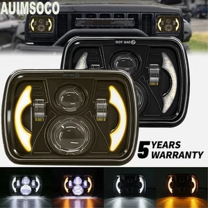 For Jeep Cherokee XJ 1984-2001 Pair 5x7" 7x6 LED Headlights Sealed High-Low Beam - Picture 1 of 15