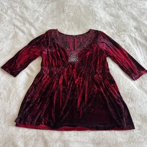 Vintage Y2k Apt. 9 2XL rote Samt Velours Fee skurrile Witchy Punk Bluse - Bild 1 von 17