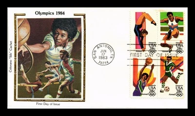 US COVER OLYMPICS 28C AIR MAIL FDC SETENANT COLORANO SILK CACHET - Image 1 of 2